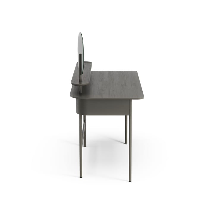 Scrivania con cassetto, scaffale e specchio Luna, Rovere grigio uragano Swedese