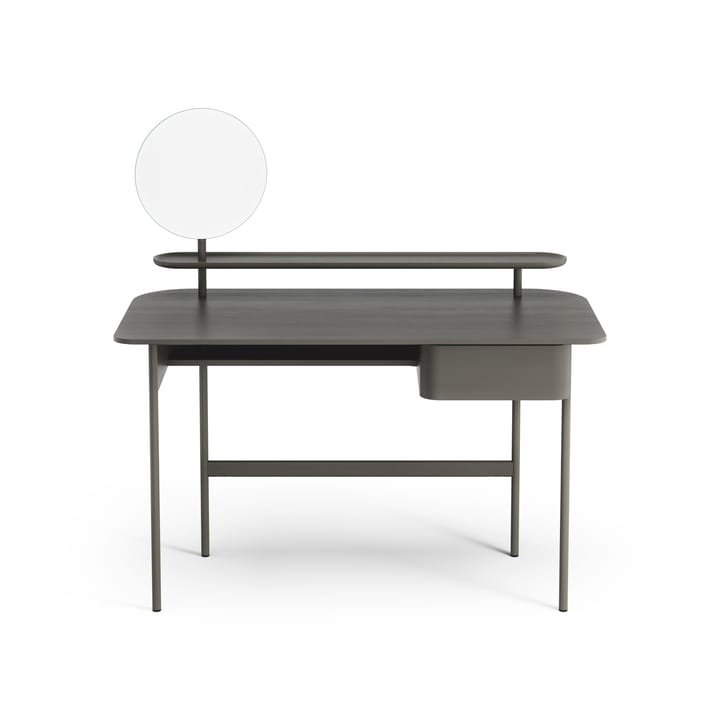 Scrivania con cassetto, scaffale e specchio Luna, Rovere grigio uragano Swedese