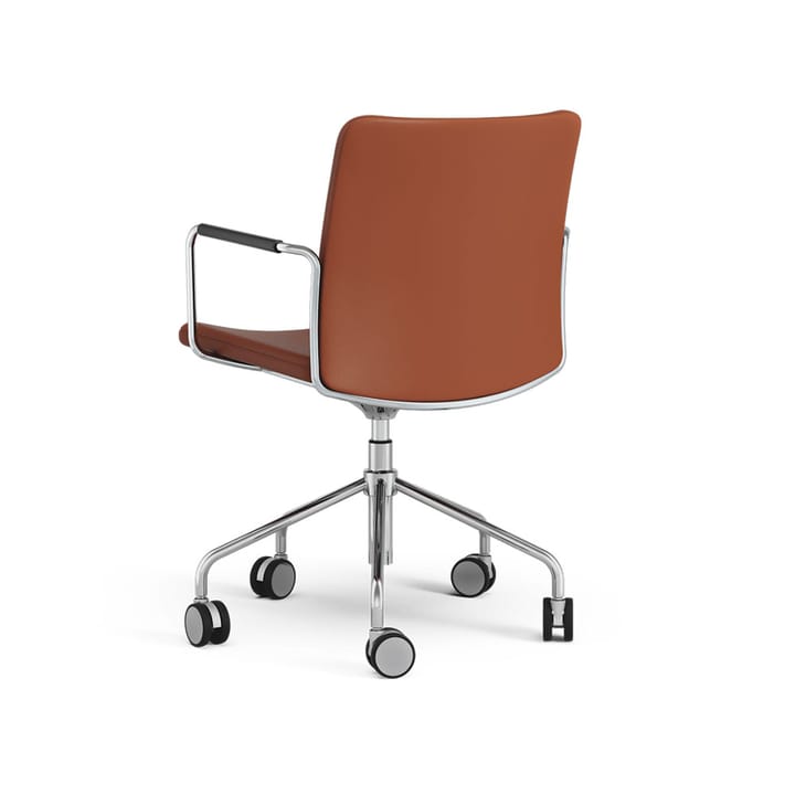 Sedia da ufficio regolabile Stella, Pelle Elmosoft 99999 marrone, marrone, cromo, non reclinabile Swedese