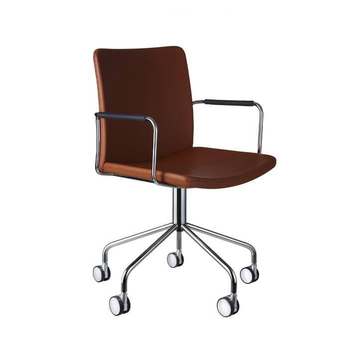 Sedia da ufficio Stella con braccioli, Elmosoft 33004 marrone-cromato Swedese
