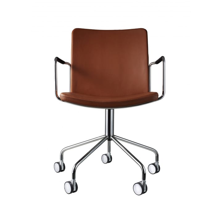 Sedia da ufficio Stella con braccioli, Elmosoft 33004 marrone-cromato Swedese