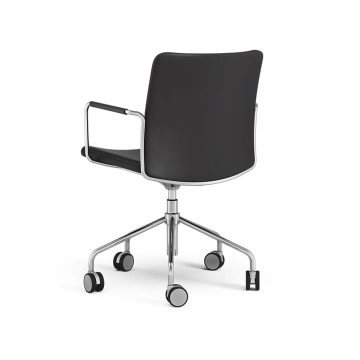 Sedia da ufficio Stella regolabile con schienale flessibile, pelle elmosoft 99999 nera-cromata Swedese