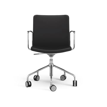 Sedia da ufficio Stella regolabile con schienale flessibile - pelle elmosoft 99999 nera-cromata - Swedese