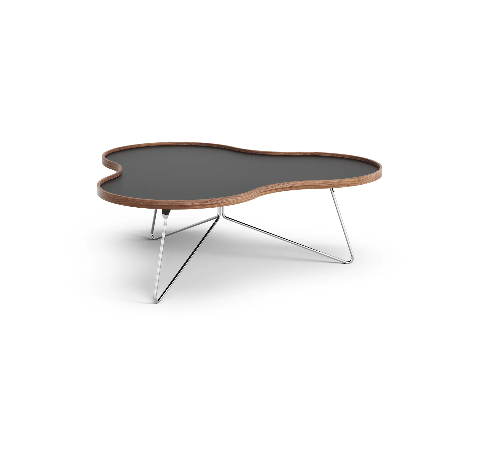 Tavolo Flower 107x114 cm, altezza 39 cm, nero, noce, cromato Swedese