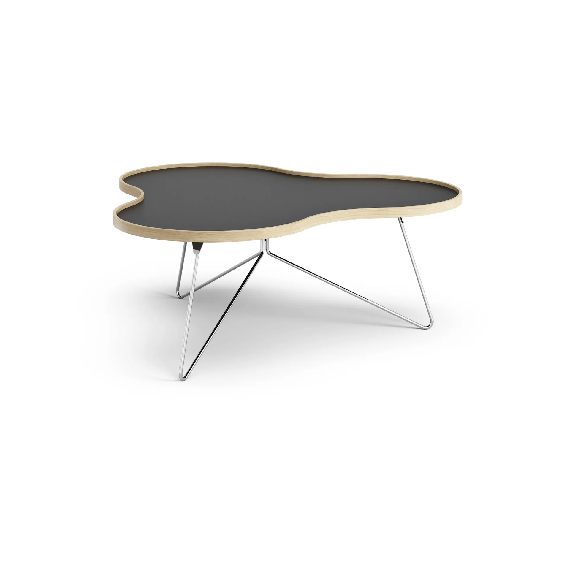 Tavolo Flower 107x114 cm, altezza 45 cm, nero, rovere, cromato Swedese