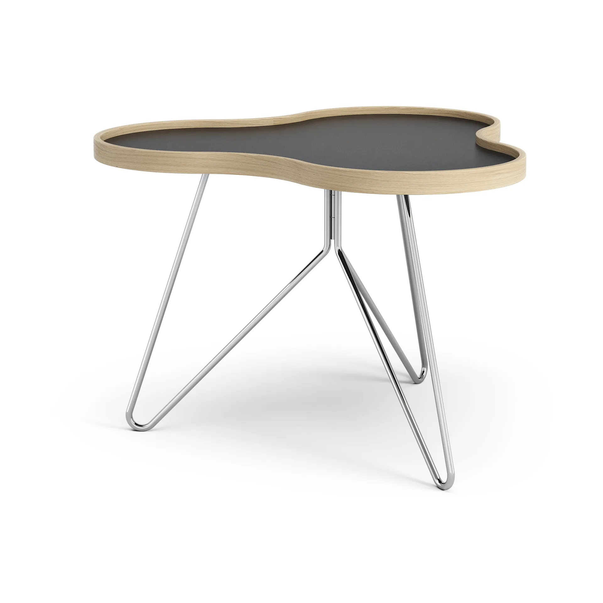 Tavolo Flower 62x66 cm, A 45 cm, Nero-rovere-cromo Swedese