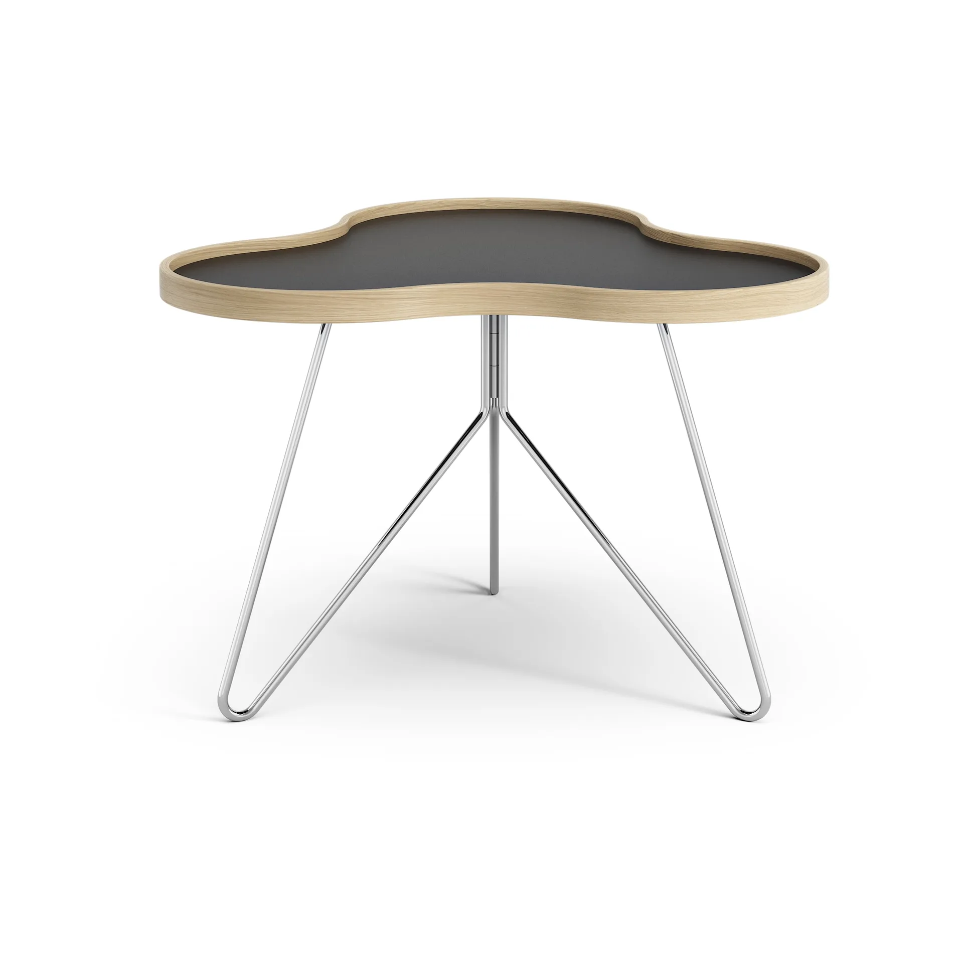 Tavolo Flower 62x66 cm, A 45 cm, Nero-rovere-cromo Swedese