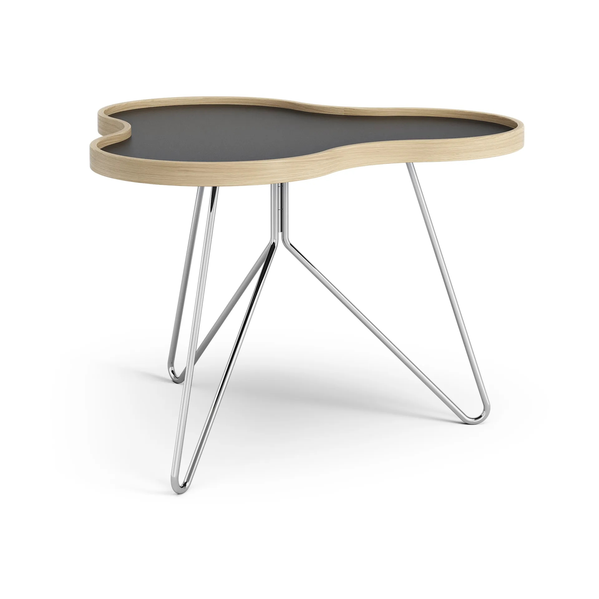 Tavolo Flower 62x66 cm, A 45 cm, Nero-rovere-cromo Swedese