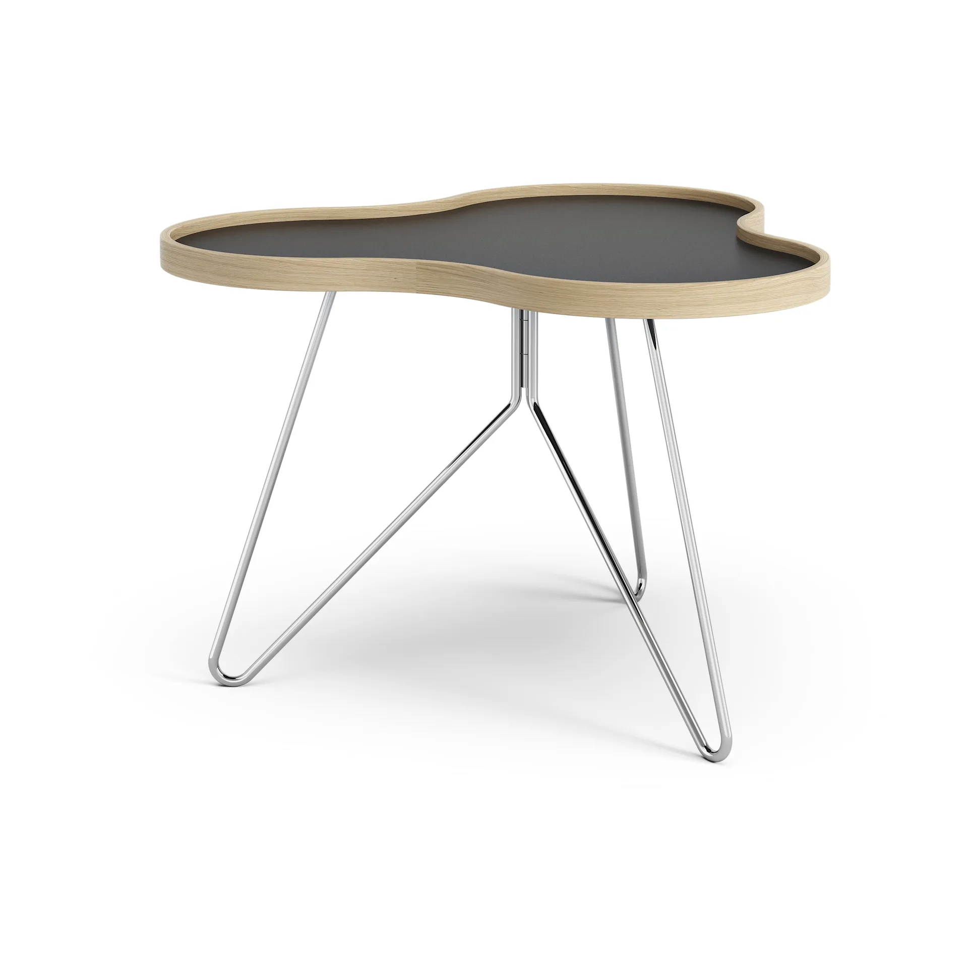 Tavolo Flower 62x66 cm, A 45 cm, Nero-rovere-cromo Swedese