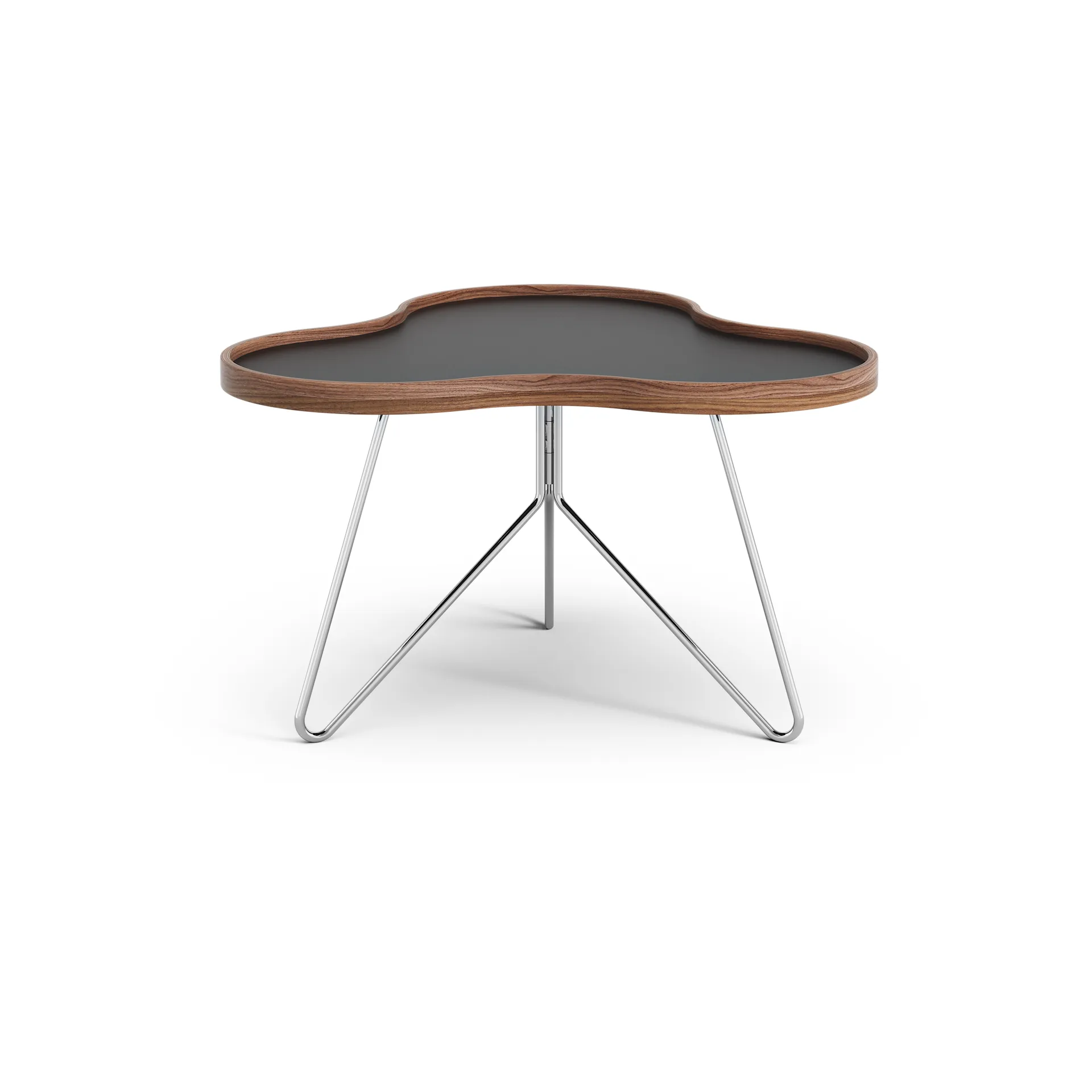 Tavolo Flower 62x66 cm, altezza 39 cm, nero, noce, cromato Swedese