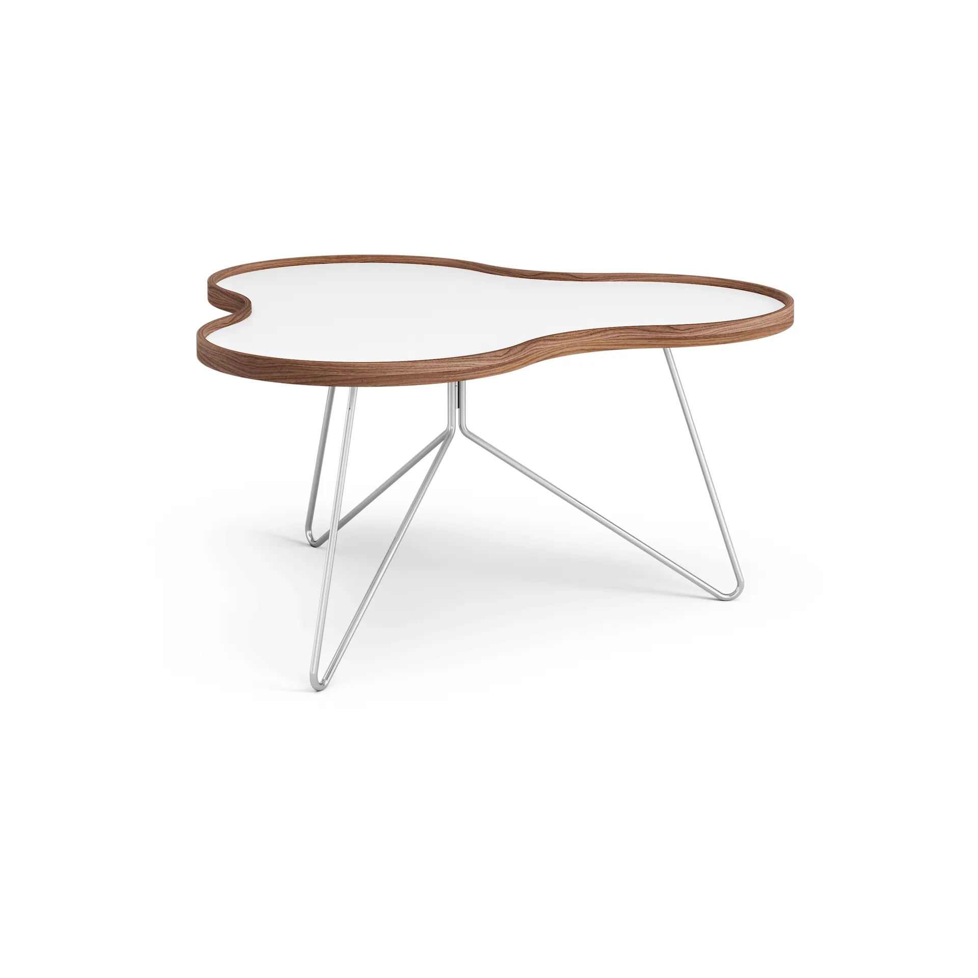 Tavolo Flower 84x90 cm, altezza 45 cm, bianco, noce, cromato Swedese