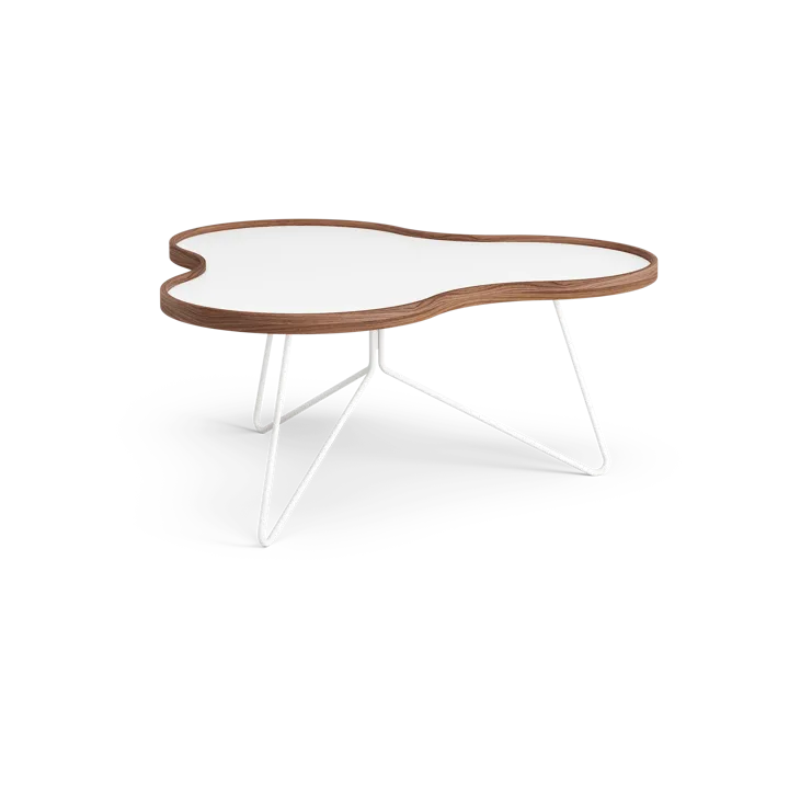 Tavolo Flower 84x90 cm - H39cm-bianco-noce-supporto bianco - Swedese