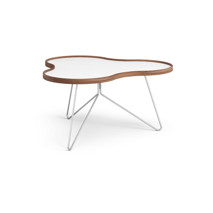 Tavolo Flower 84x90 cm - H45cm-bianco-noce-cromo - Swedese