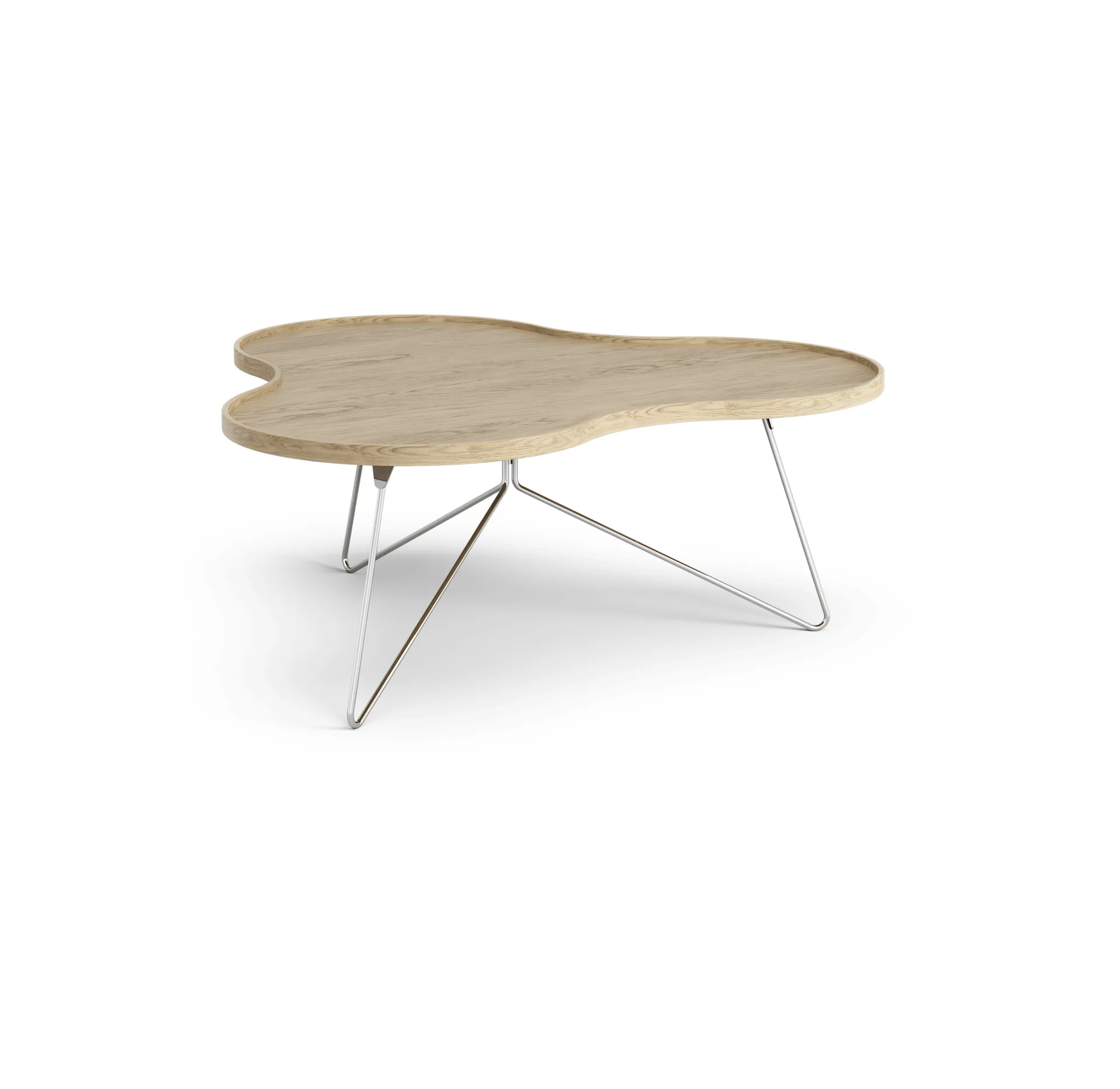 Tavolo Flower mono 107x114 cm, alt. 45 cm, rovere naturale, cromato Swedese