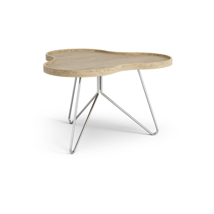 Tavolo Flower mono 62x66 cm - H39cm-rovere naturale-cromo - Swedese