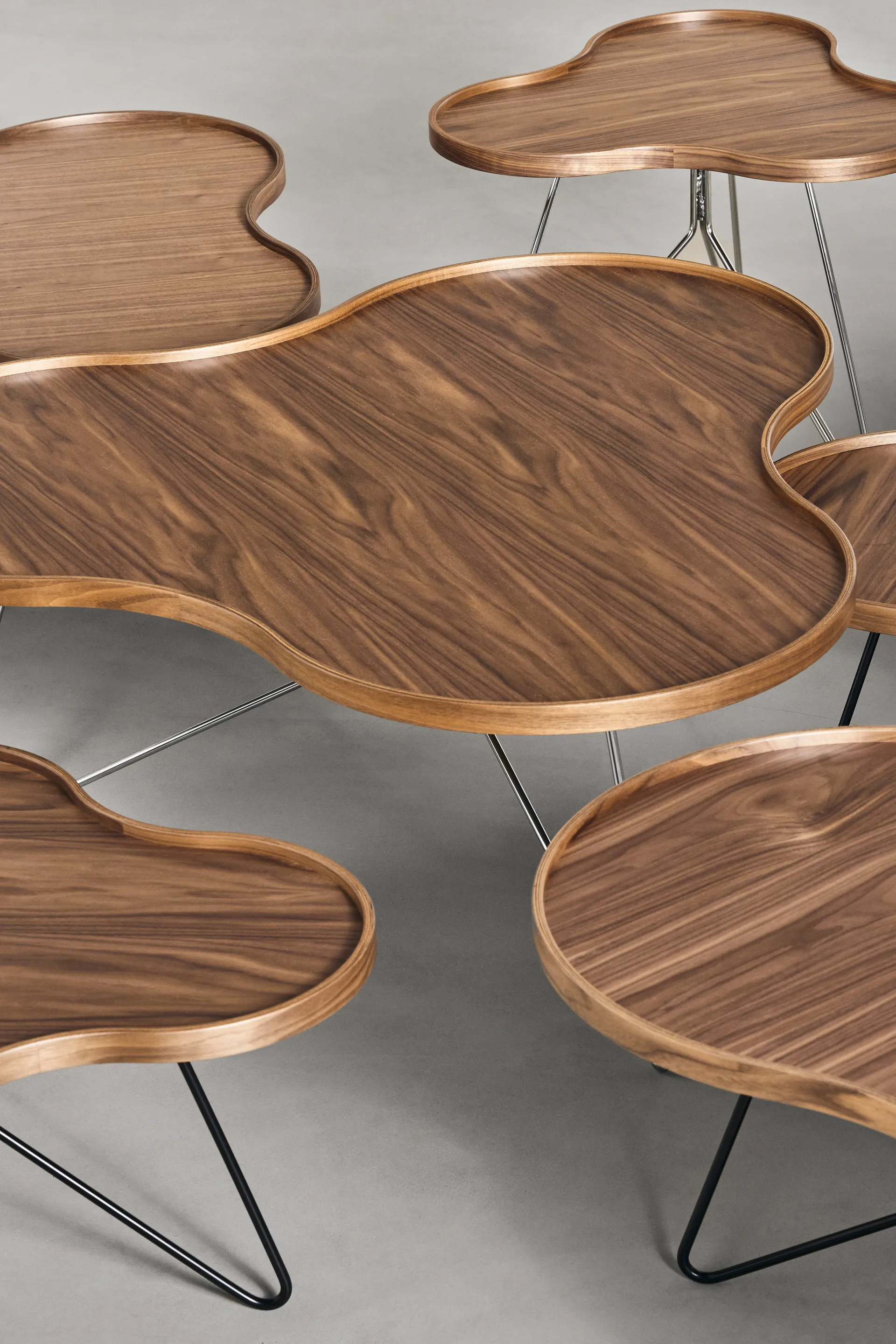 Tavolo Flower mono Edizione Speciale 84x90 cm, H39 cm-noce laccato-acciaio cromato Swedese