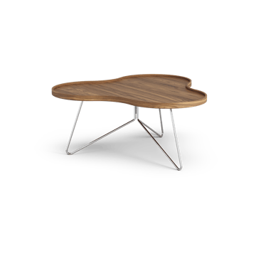 Tavolo Flower mono Edizione Speciale 84x90 cm - H39 cm-noce laccato-acciaio cromato - Swedese