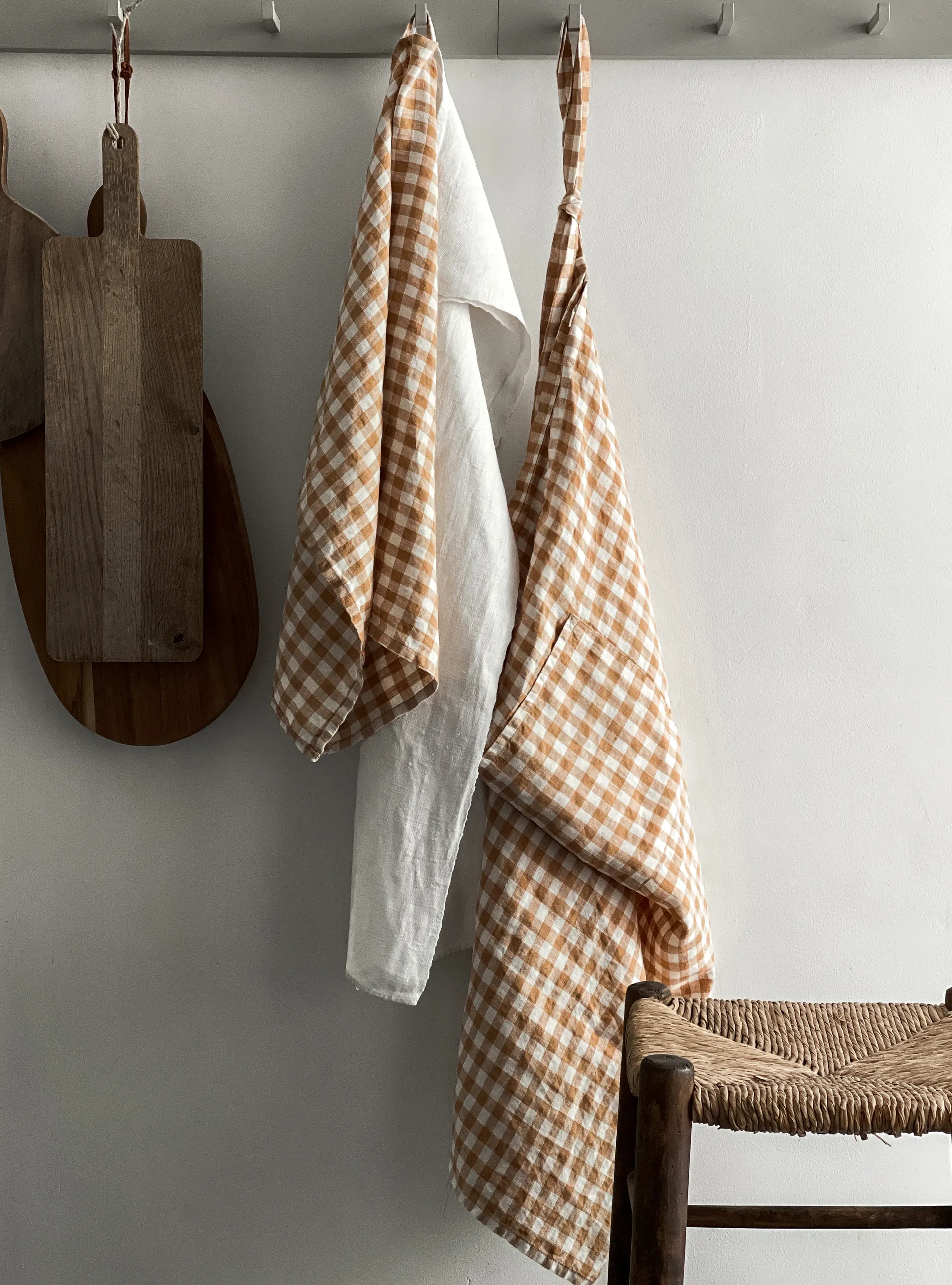 Grembiule a quadri Gingham 90x75 cm, Color biscotto Tell Me More