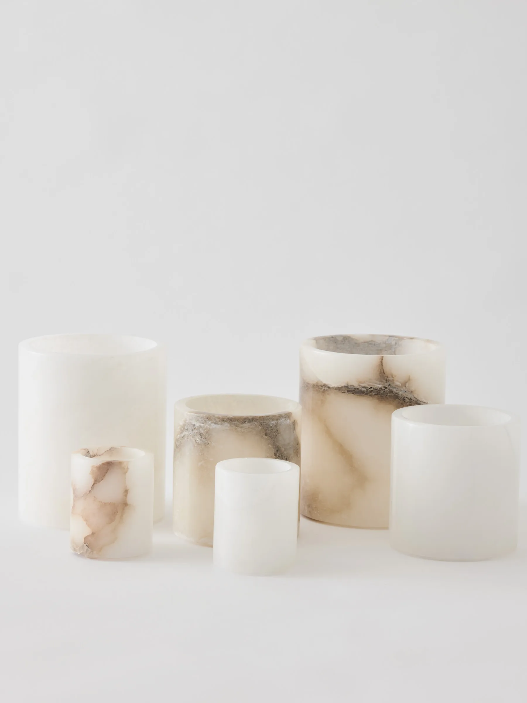 Portacandela Alabaster, Bianco-beige, XS 7,5 cm Tell Me More