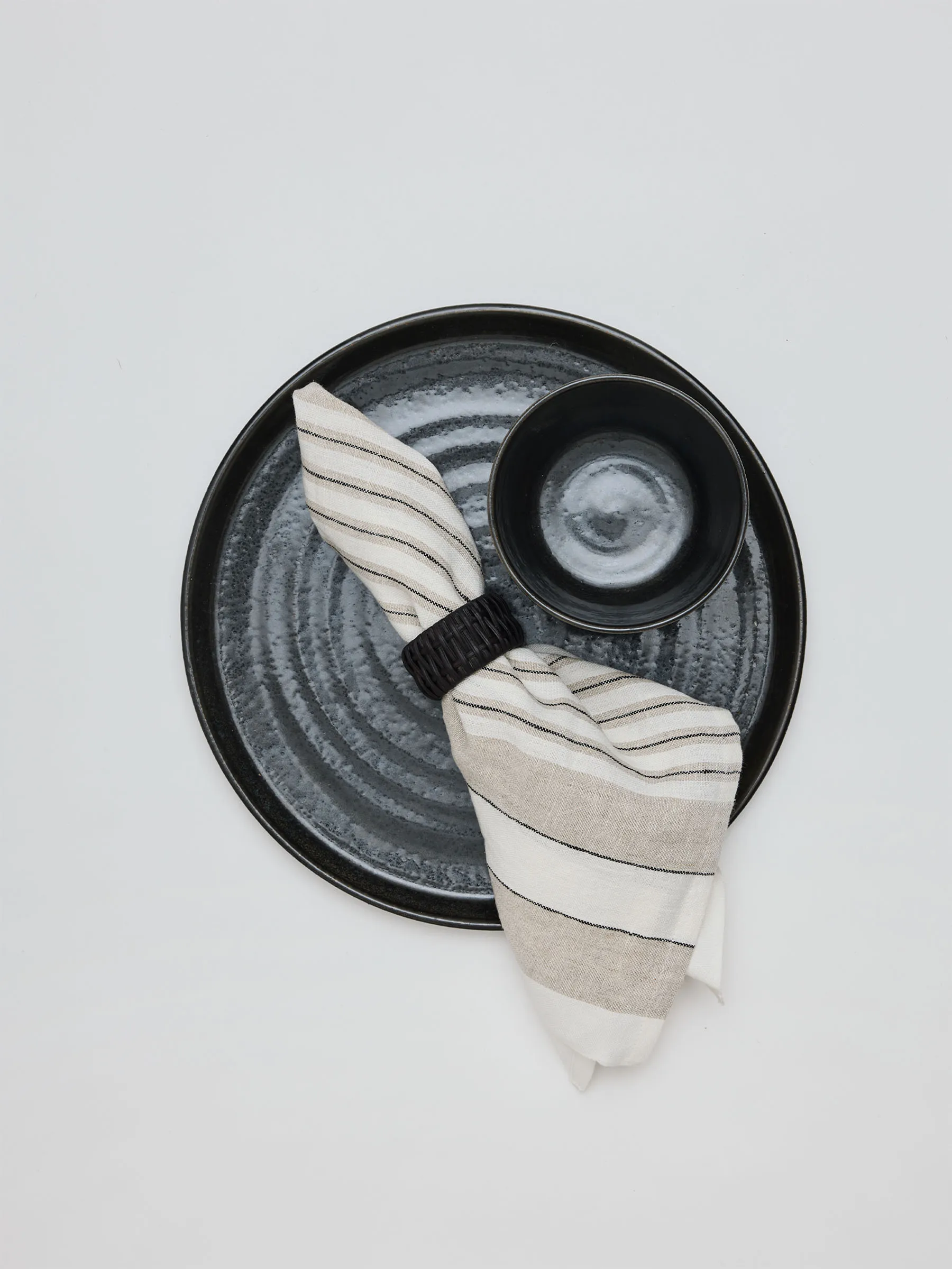 Tovagliolo di lino Noah 50x50 cm, Righe beige Tell Me More