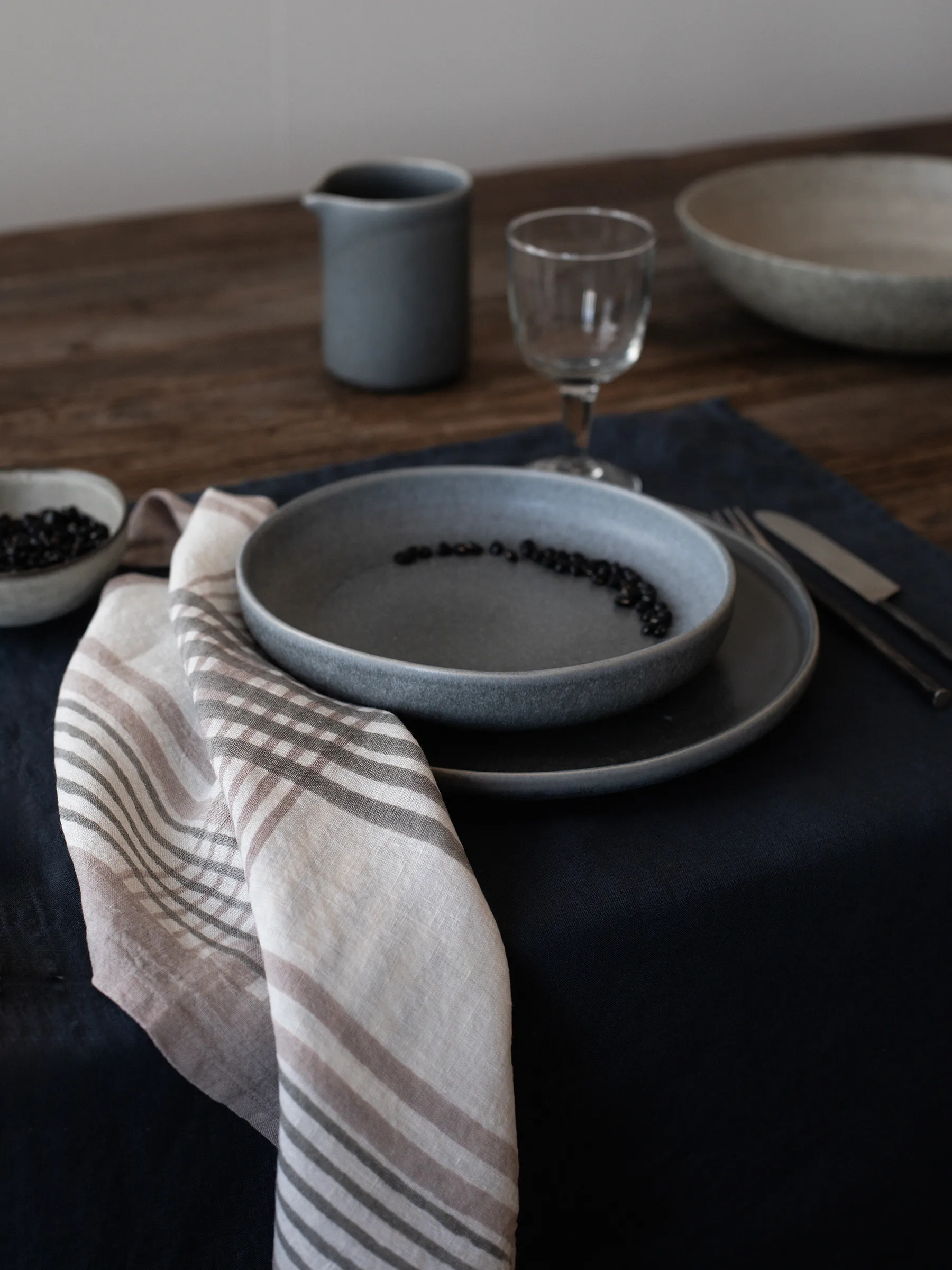 Tovagliolo Ella 50x50 cm, Grigio a quadretti Tell Me More