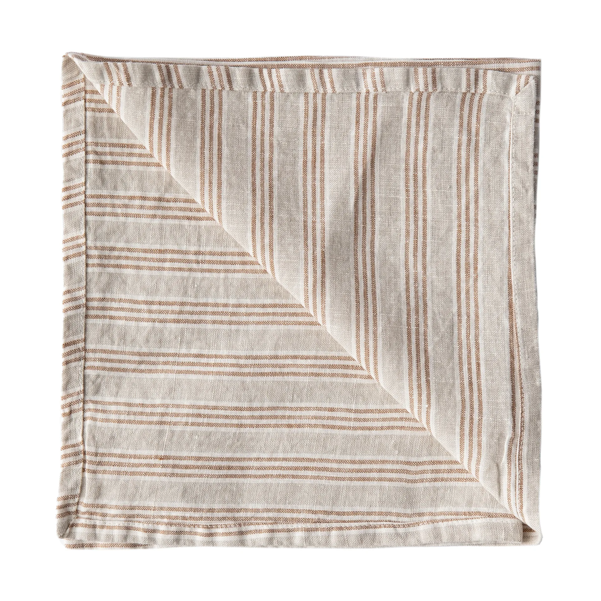 Tovagliolo Washed linen 45x45 cm, Hazelnut stripe Tell Me More