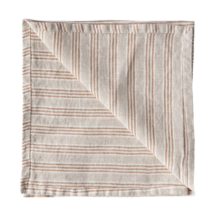 Tovagliolo Washed linen 45x45 cm - Hazelnut stripe - Tell Me More