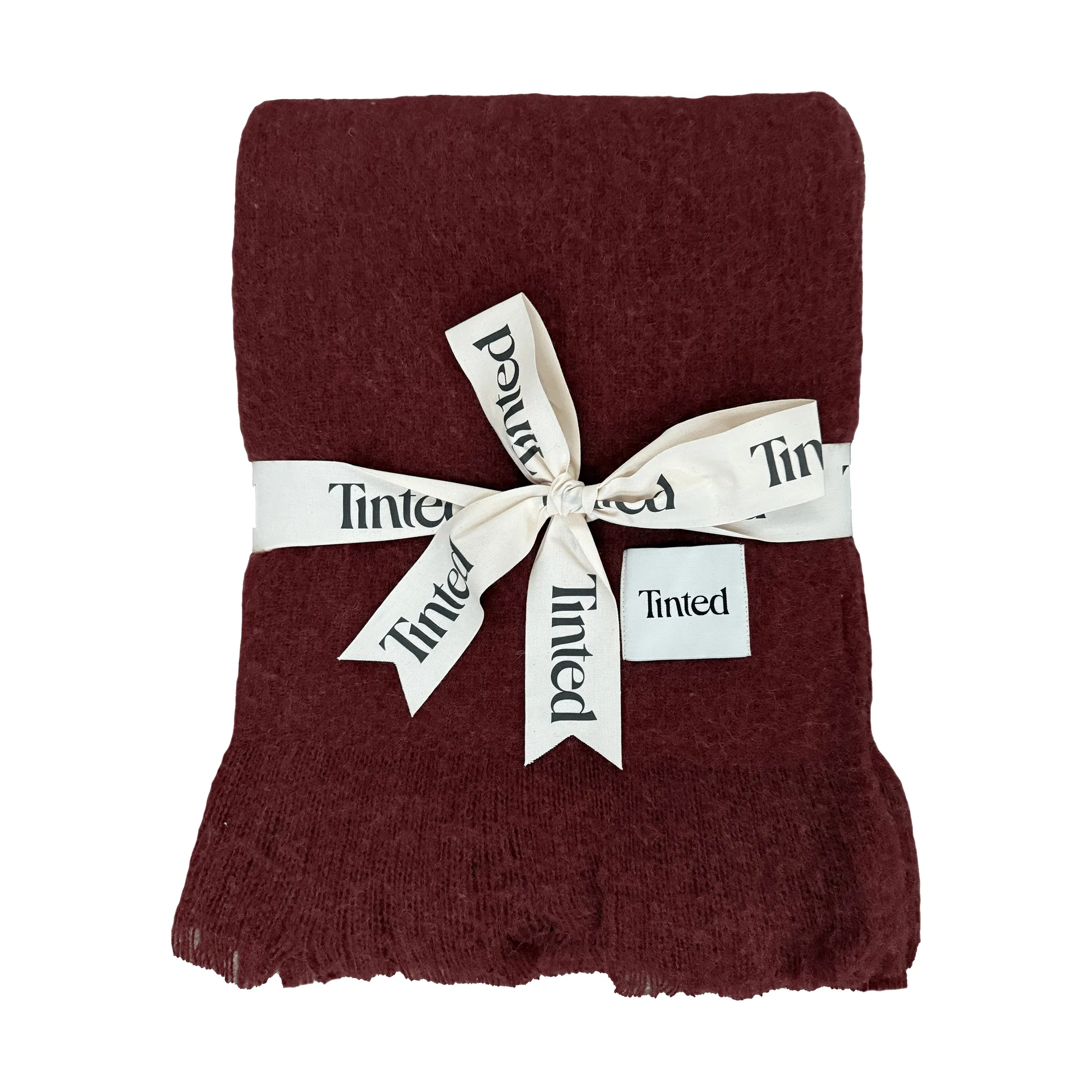 Fingal plaid in lana, Solid wine red, 130x170 cm Tinted