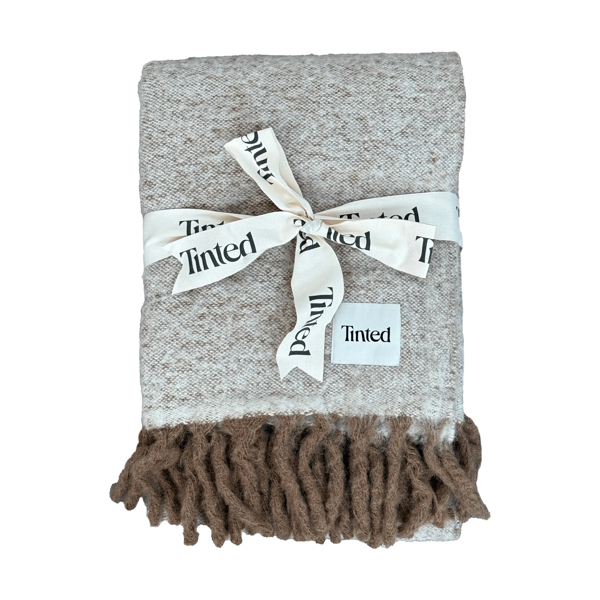 Fridh plaid in mohair, Brown-off white, 130x170 cm Tinted