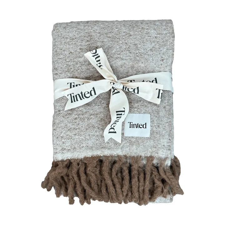 Fridh plaid in mohair - Brown-off white, 130x170 cm - Tinted