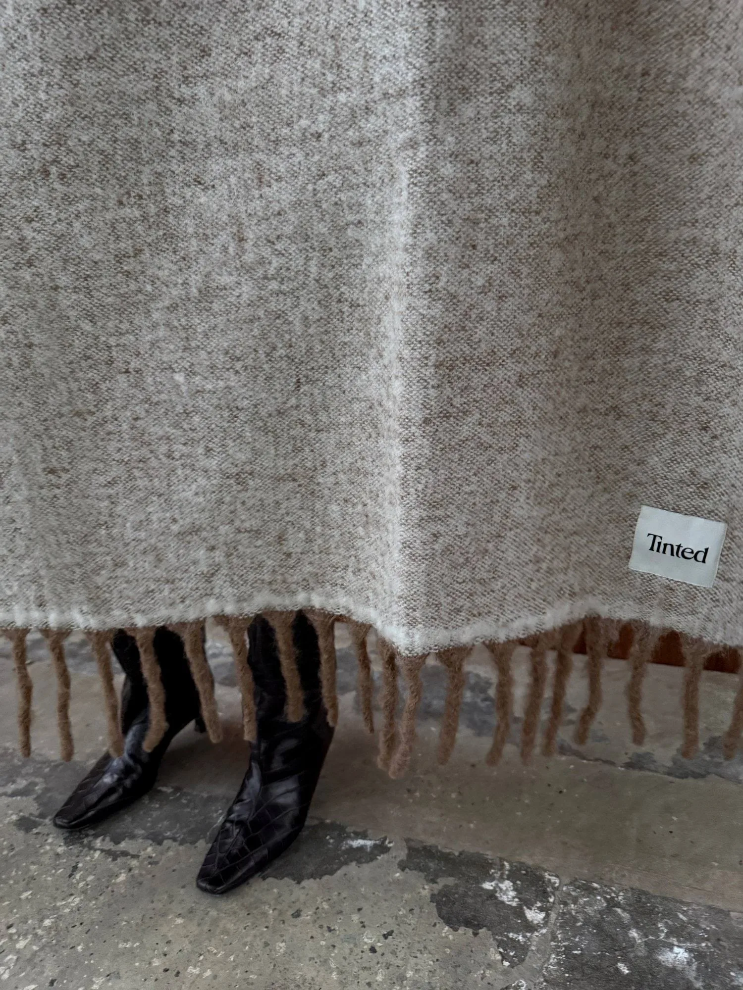 Fridh plaid in mohair, Brown-off white, 130x170 cm Tinted