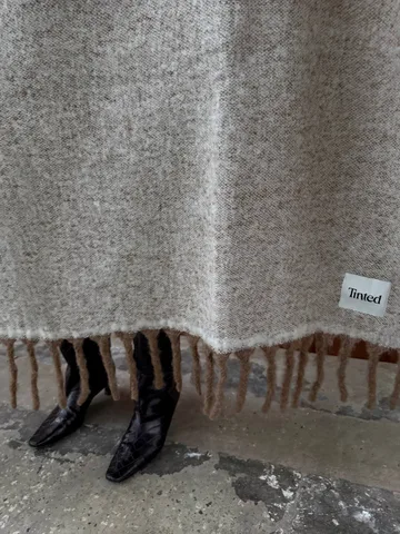 Fridh plaid in mohair - Brown-off white, 130x170 cm - Tinted