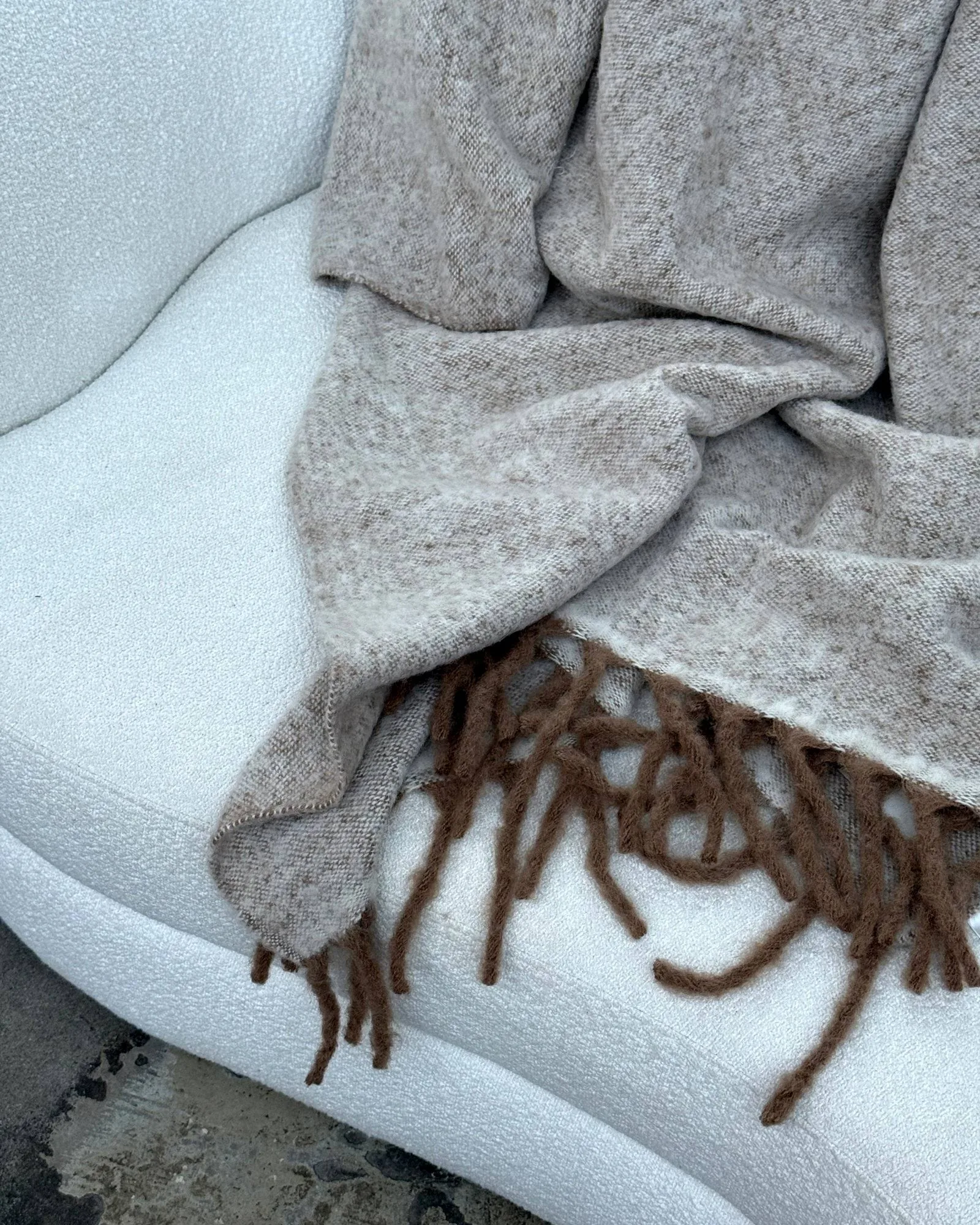 Fridh plaid in mohair, Brown-off white, 130x170 cm Tinted