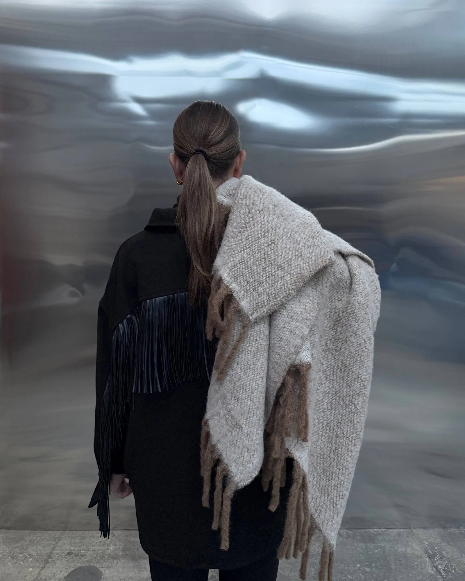 Fridh plaid in mohair, Brown-off white, 130x170 cm Tinted