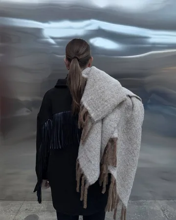 Fridh plaid in mohair - Brown-off white, 130x170 cm - Tinted