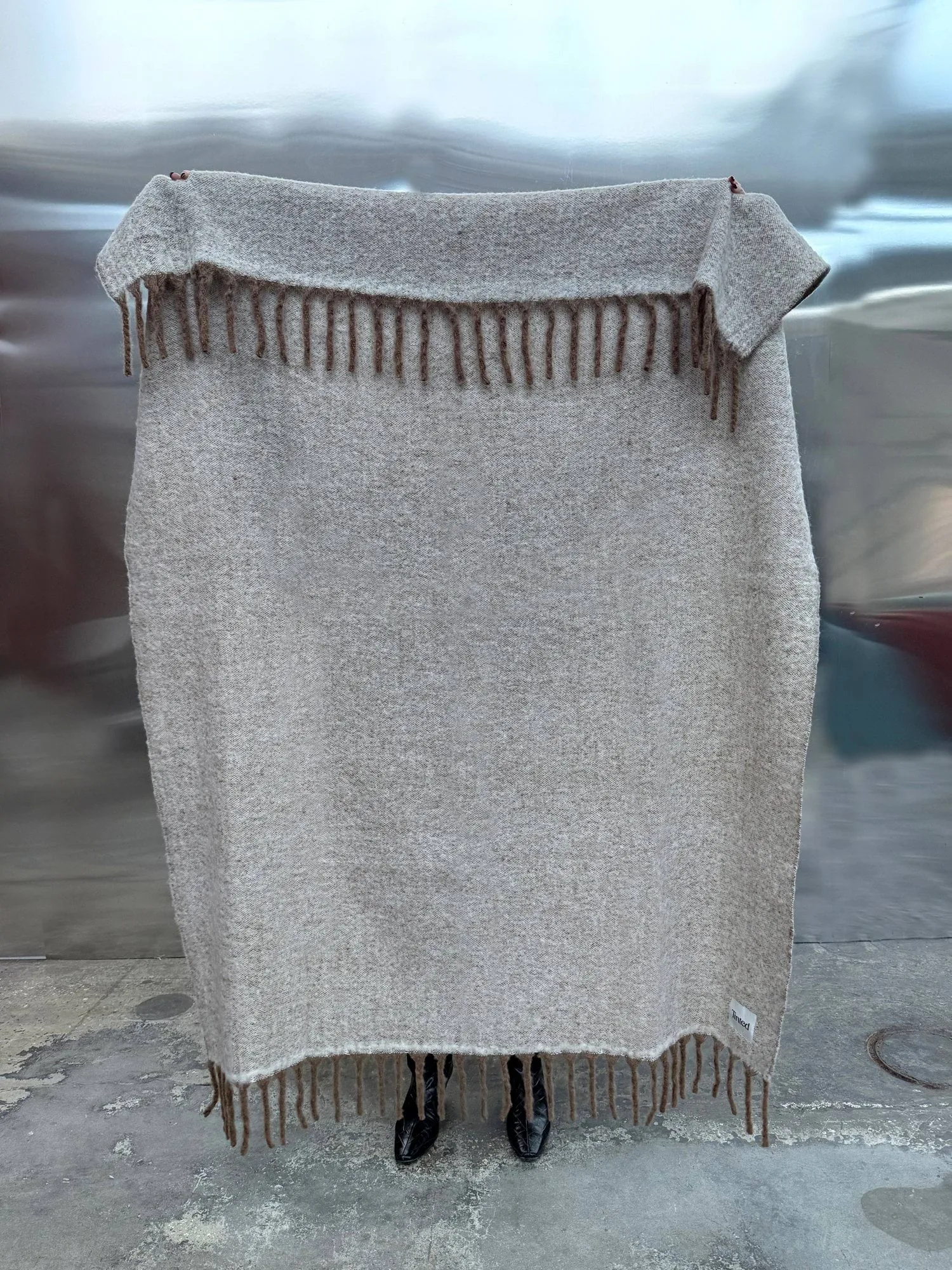 Fridh plaid in mohair, Brown-off white, 130x170 cm Tinted