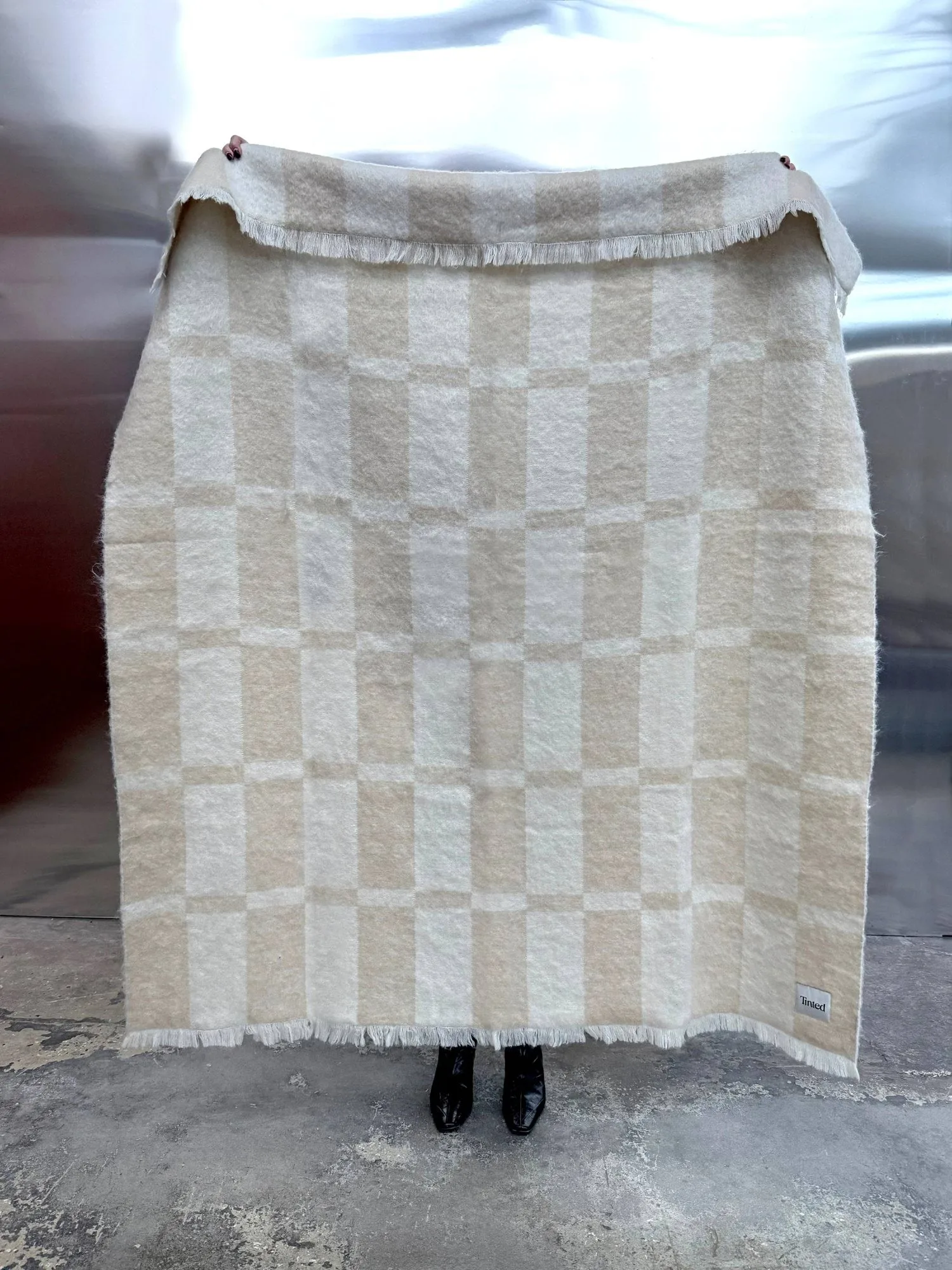 Hallin plaid in mohair, Beige-off white, 130x170 cm Tinted