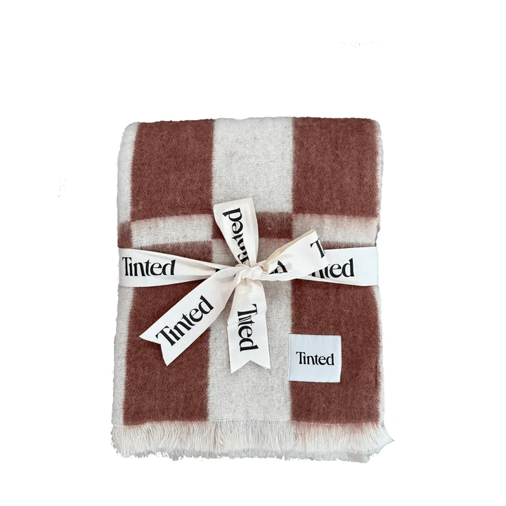 Hallin plaid in mohair - Off white-ruggine, 130x170 cm - Tinted