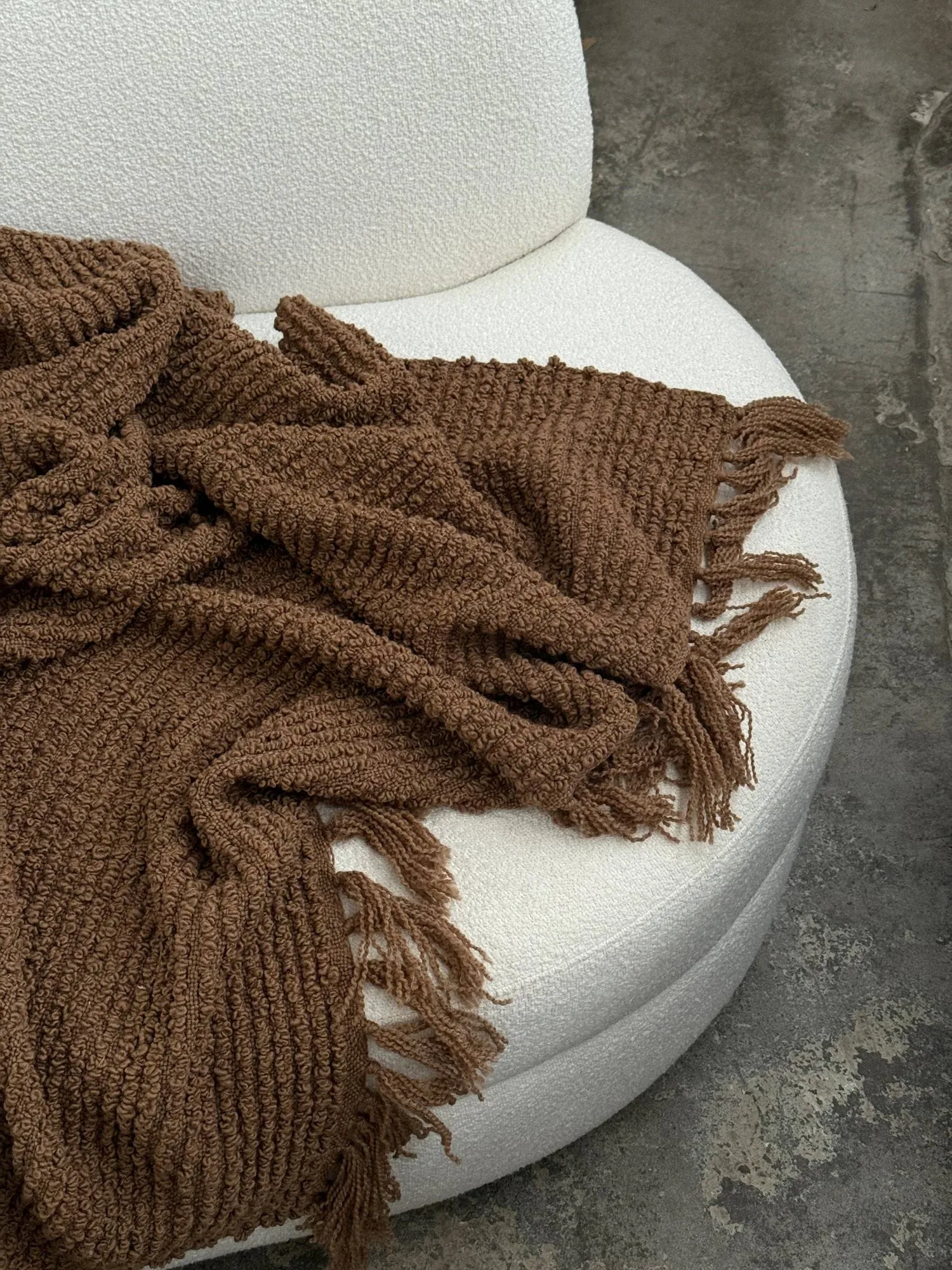 Janzen plaid bouclé, solid natural brown, 130x170 cm Tinted