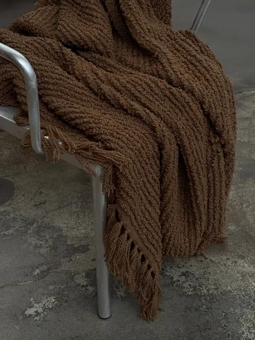 Janzen plaid bouclé - solid natural brown, 130x170 cm - Tinted