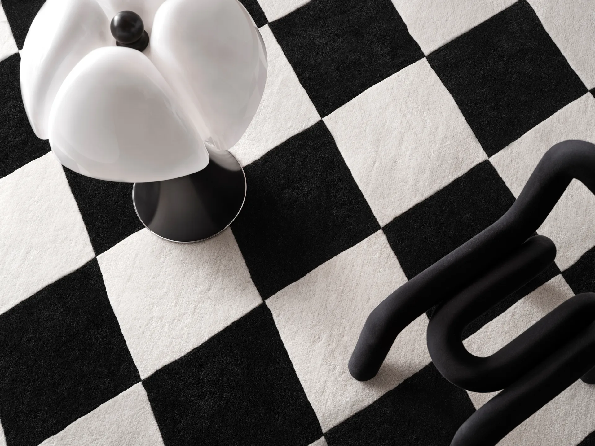 Tappeto in lana Tenman 200x300 cm, Black-white Tinted