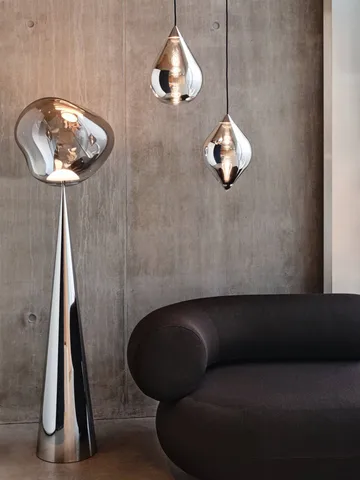 Lampada da pavimento LED Melt Cone grassa 174,5 cm - Nichel-argentato - Tom Dixon