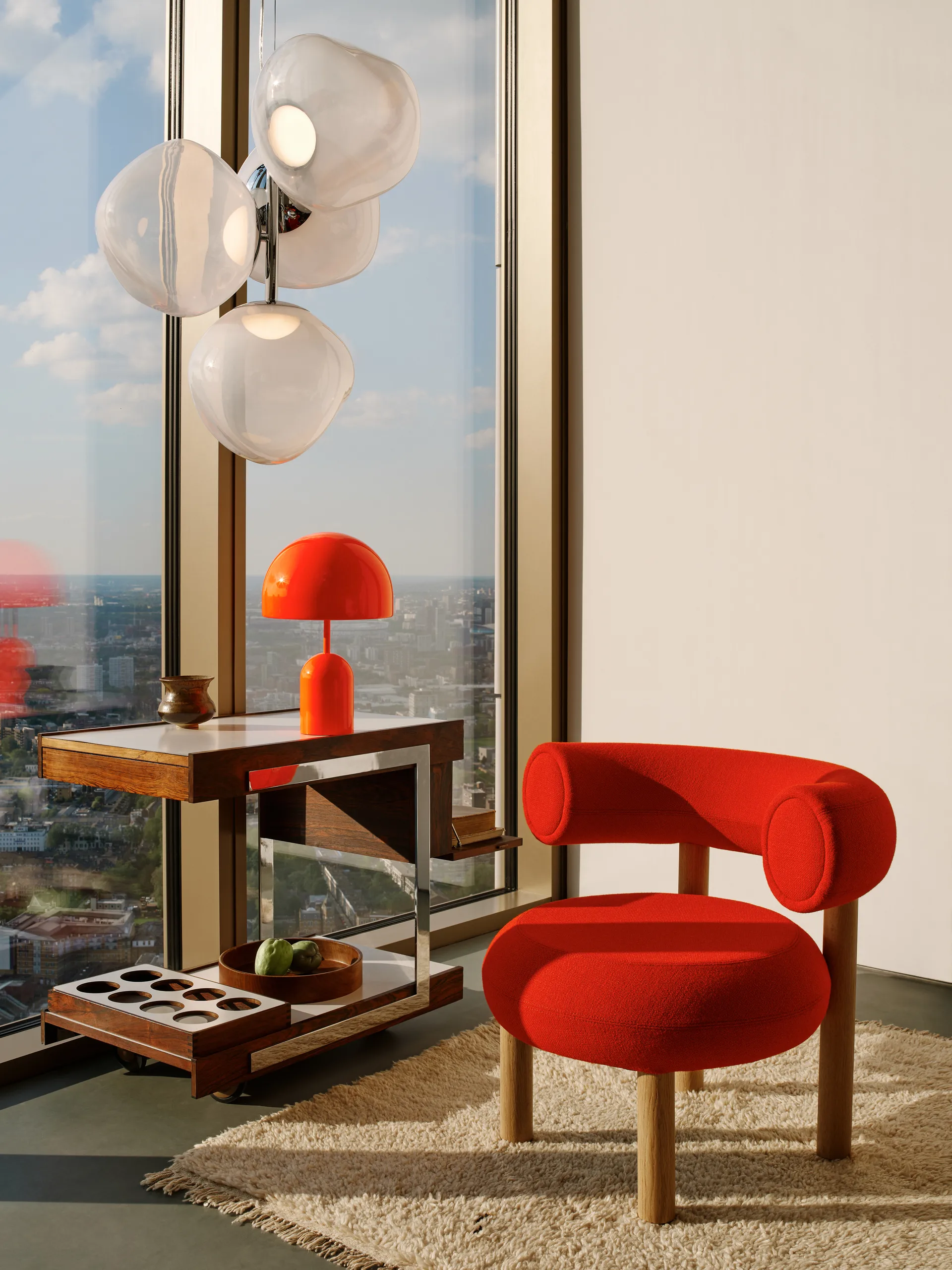Lampada da tavolo LED portatile Bell 28 cm, Fluoro (rosso) Tom Dixon