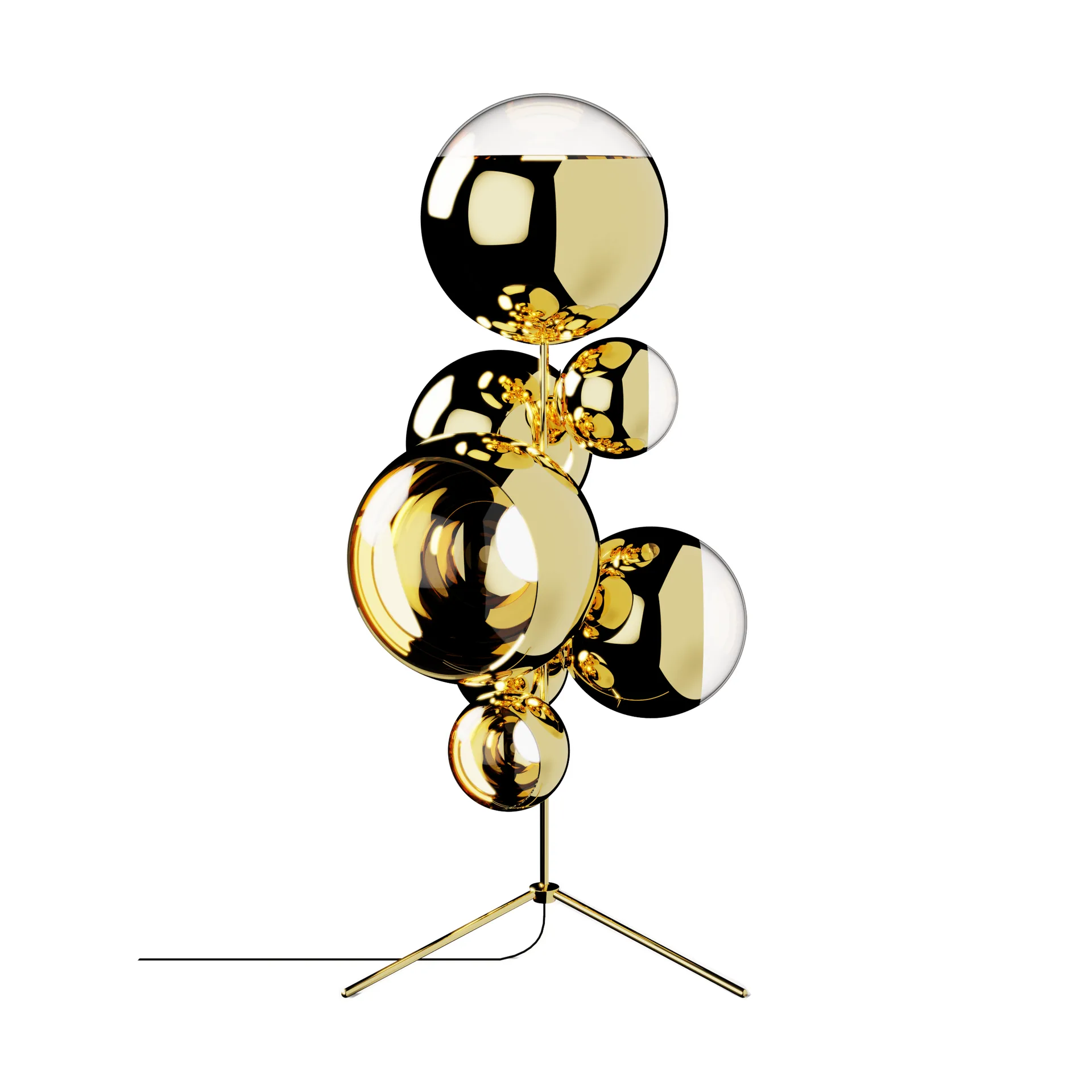 Lampada da terra a LED Mirror Ball chandelier 181 cm, Oro Tom Dixon