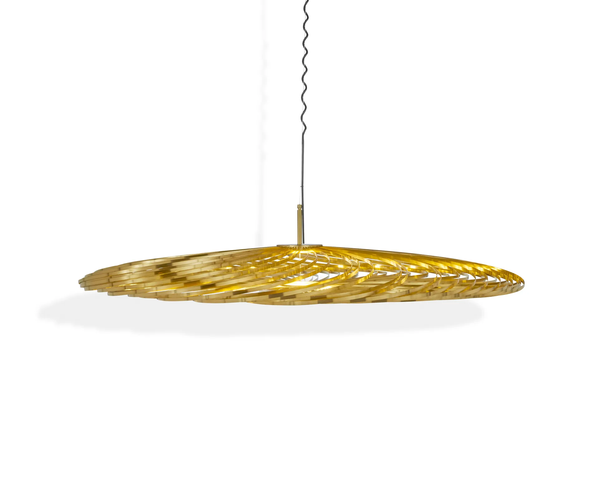 Lampada LED a sospensione Spring ottone, Grande Tom Dixon