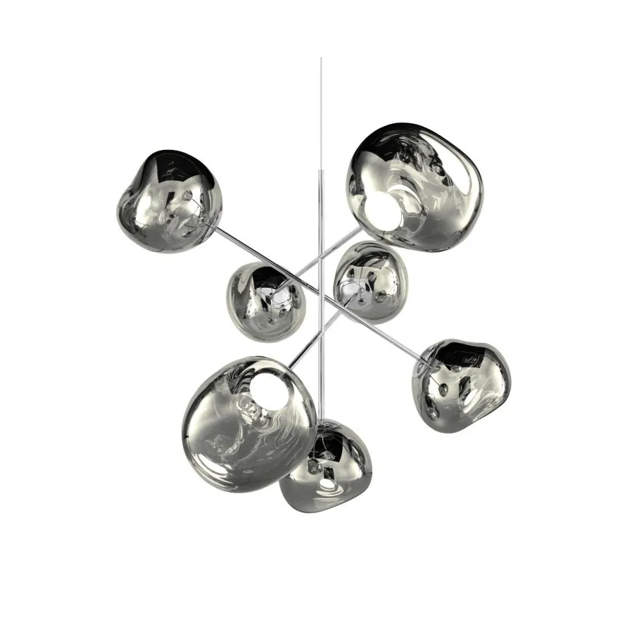 Lampadario grande Melt Chandelier LED 196 cm, Argento Tom Dixon
