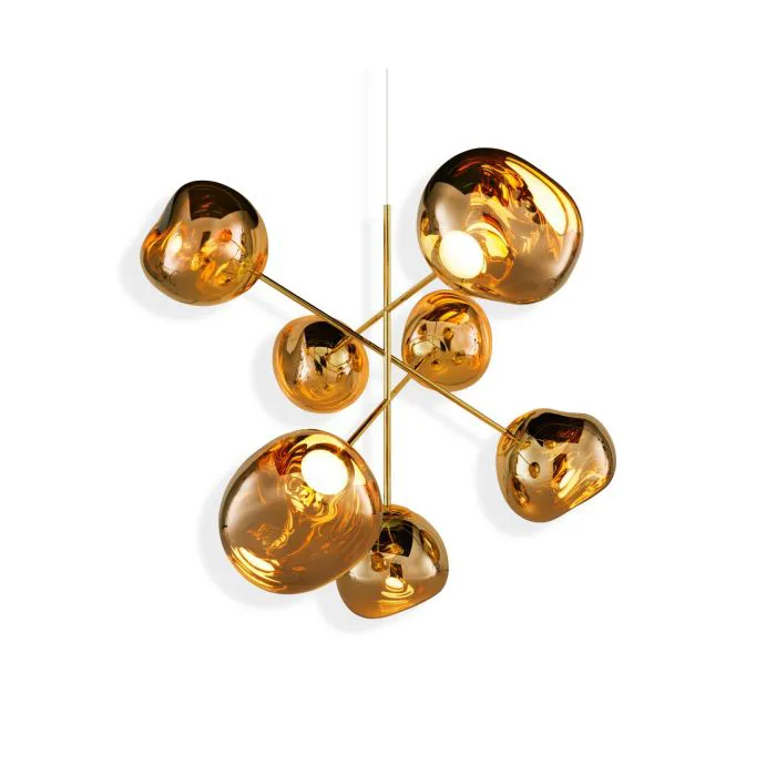 Lampadario grande Melt Chandelier LED 196 cm, Oro Tom Dixon