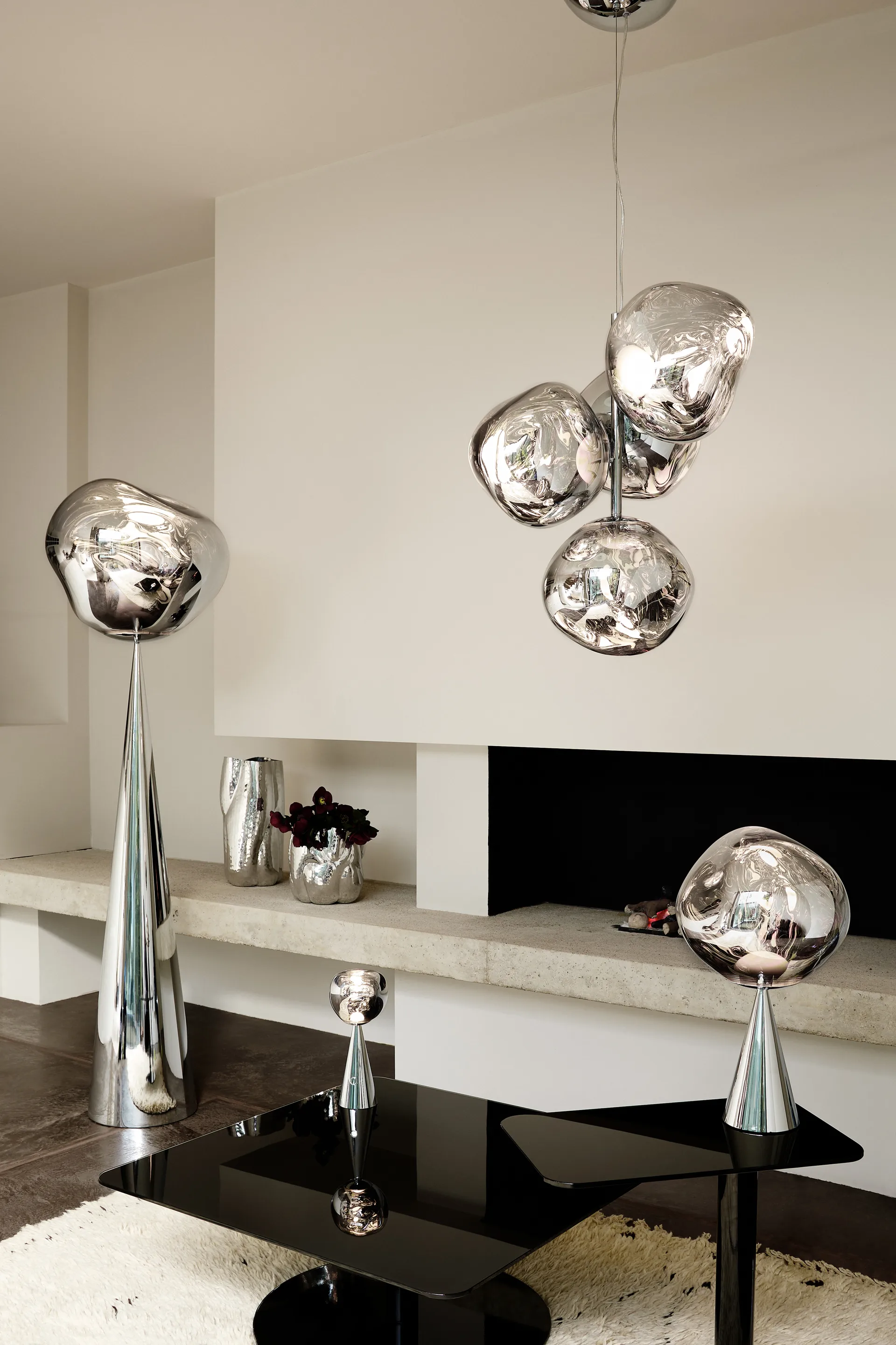 Lampadario Melt Chandelier mini LED 63,4 cm, Argento Tom Dixon