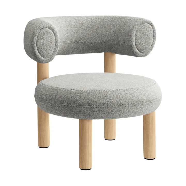 Poltrona Fat loungestol - Brushed natural wood & natural alpine boucle - Tom Dixon