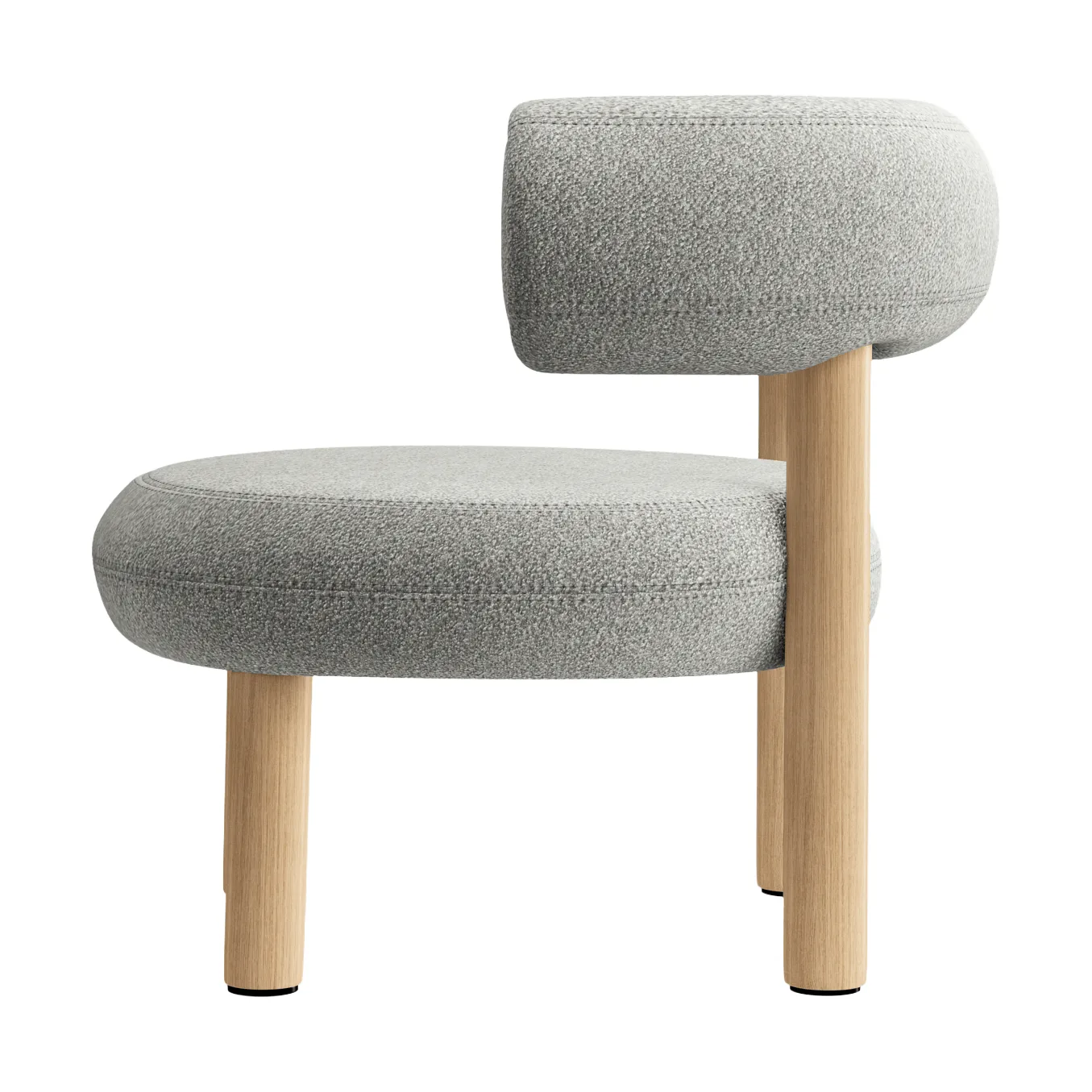 Poltrona Fat loungestol, Brushed natural wood & natural alpine boucle Tom Dixon